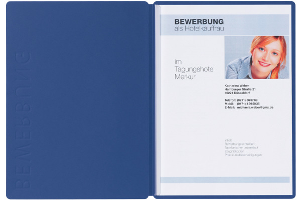 PAGNA Bewerbungsmappe Solo A4 22006-02 blau 5mm