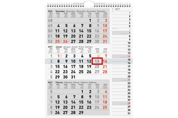 RIDOIDE 3-Monats-Kombiplaner 2027 703333000 3M/1S 30x39cm