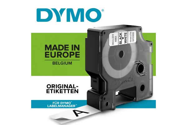 DYMO Schriftband D1 schwarz/weiss S0720830 Polyester, ablösba 19mm/7m