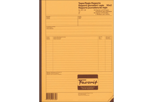 FAVORIT Regierapport D/F/I A4 9171 OK weiss 50x2 Blatt