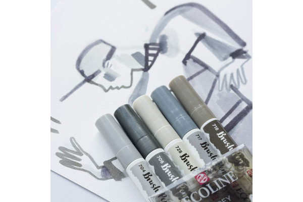 TALENS Ecoline Brush Pen Set 11509937 grey 5 Stück