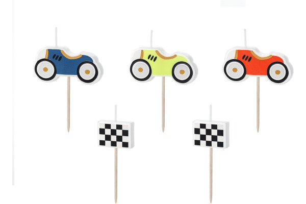 PARTYDECO Geburtstagskerzen SCS-18 Autos 5 Stück