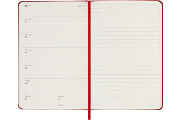 MOLESKINE Wochen-Notizkalender 26/27 DHF218WN2 18M liniert HC rot 9x14cm