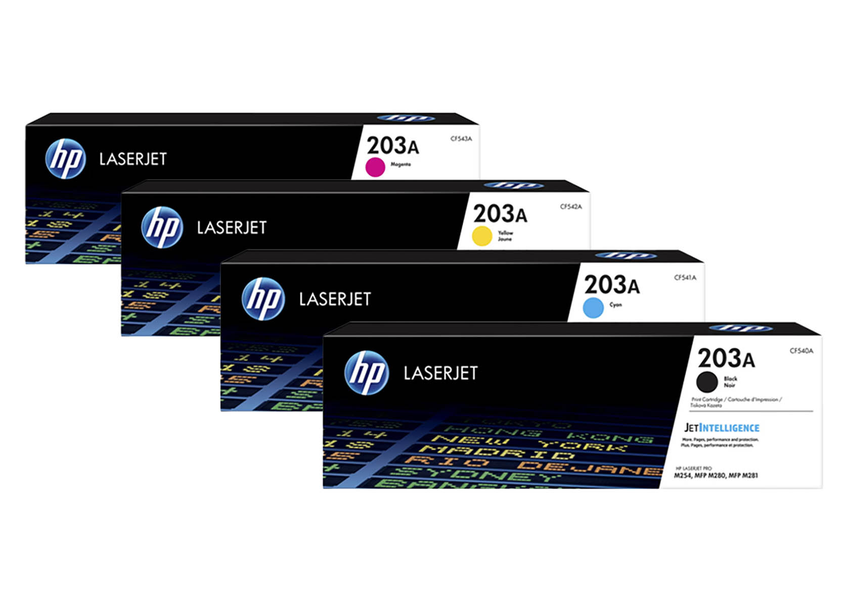 Original HP CF540A / 203A SET Multipack / Set mit allen vier Farben