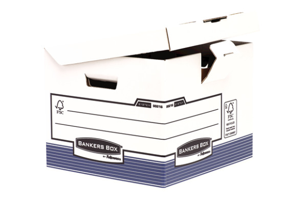 FELLOWES BankersBox Klappdeckel Cube 0021601 weiss/blau 350x280x350mm
