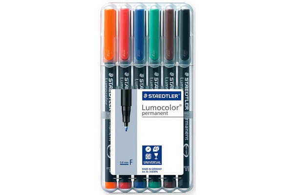 STAEDTLER Lumocolor permanent F 318-WP6 6 Farben ass.