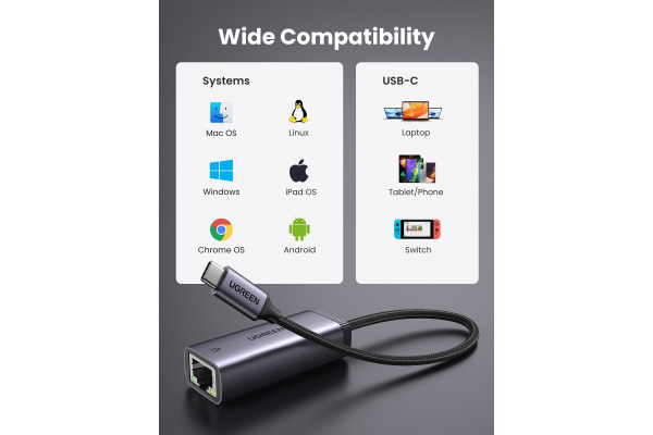 UGREEN Gigabit Ethernet Adapter 40322 USB-C
