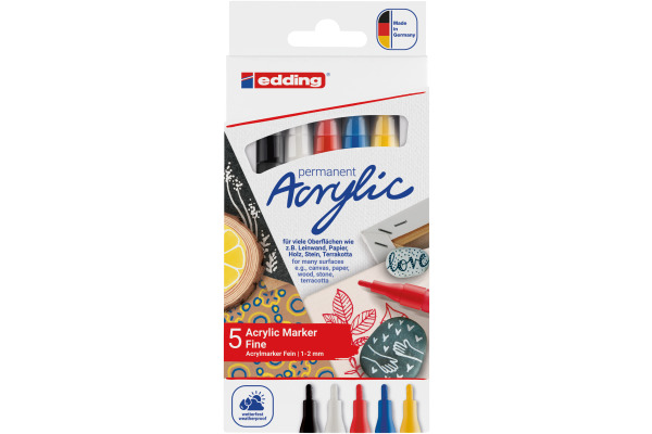 EDDING Acrylmarker 5300 1-2mm 4-5300-5S basic 5 Stück