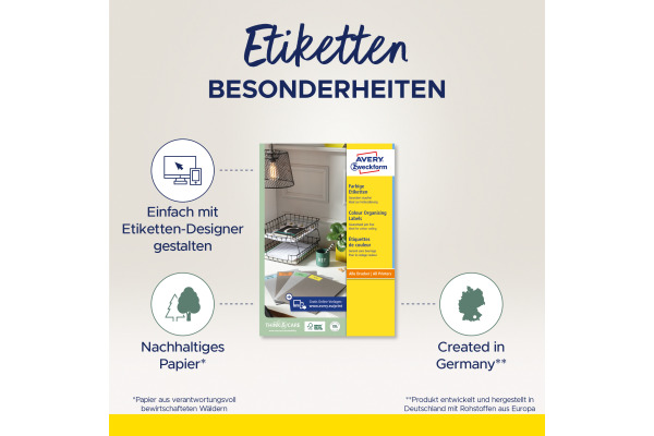AVERY ZW. Etiketten A4 3470 rot 100 Stück