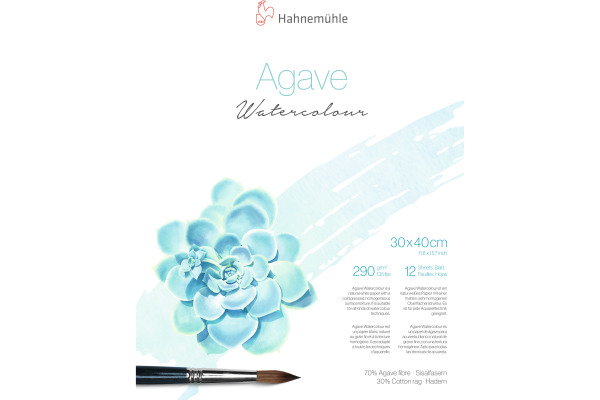 HAHNEMÜHL Aquarellblock Agave 30x40cm 10625402 weiss, 290g 12 Blatt