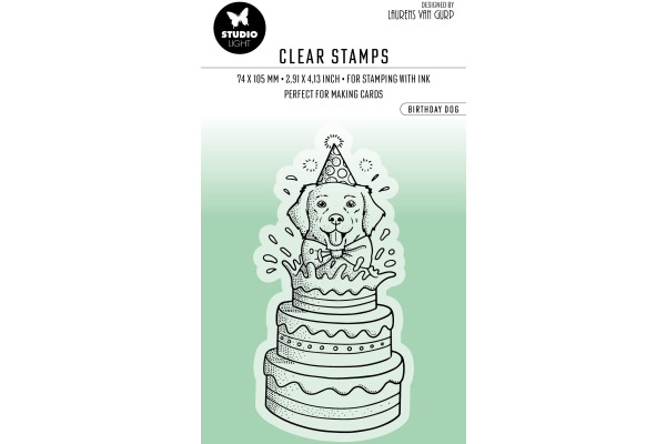 STUDIO LI Klarischtstempel Birthday Dog STAMP410 9.6x4.5x0.3cm