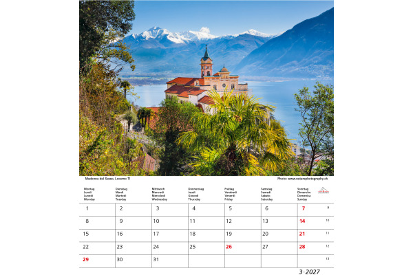 CALENDARI Bildkalender 2027 36206189 Schweiz ML 21x24cm