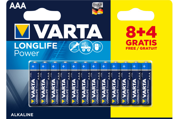 VARTA Batterie Longlife Power 490312177 AAA/LR03, 12 Stück