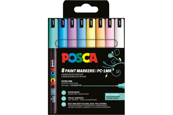 POSCA Fineliner 0.7mm PC-1MR 8P Soft colors 8 Stück