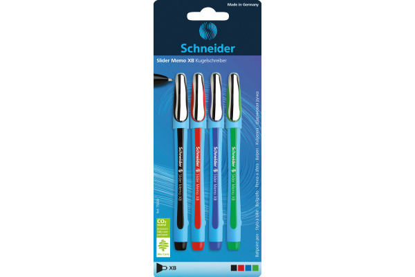 SCHNEIDER Kugelschreiber Slider Memo XB 75020 ass., 4 Stück