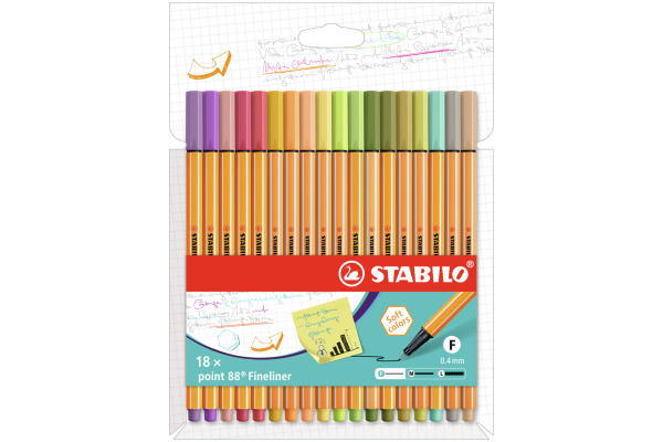 STABILO Feinschreiber Point 88 0.4mm 8818/2-5 18 Farben ass.