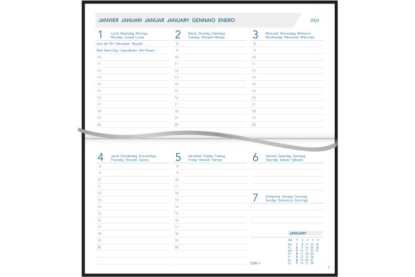 AURORA Agenda Florence Novoplan 2026 1715Z 1W/2S schwarz ML 9x16.5cm