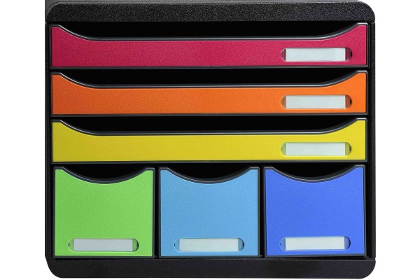 EXACOMPTA Schubladenbox Storebox 306798D schwarz/Harlekin 6 Schubl.