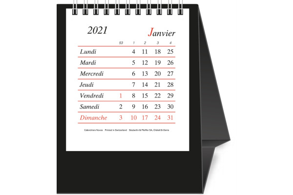 NOVOS Tischkal. Pro Bristol F. 2027 508059 1M/1S schwarz FR 11.5x14cm