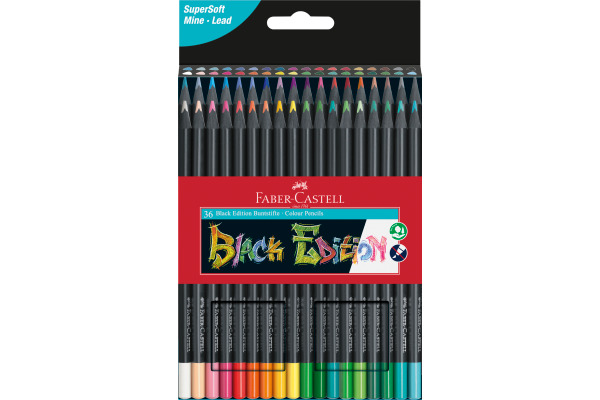 FABER-CA. Farbstifte Black Edition 116436 neon Farben ass. 36 Stück