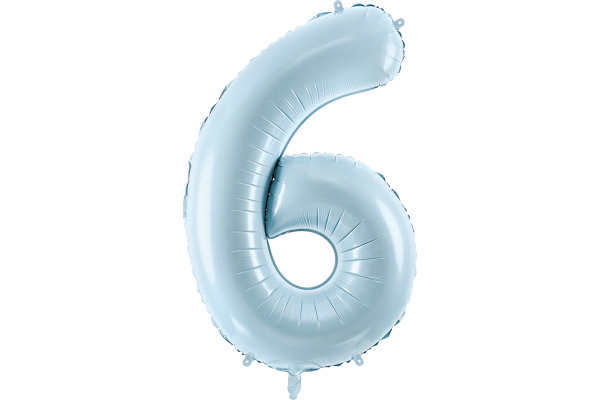 PARTYDECO Folienballon Ziffer 6 72cm FB230P-6- hellblau