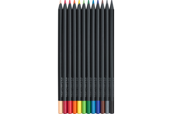 FABER-CA. Farbstifte Black Edition 116412 neon Farben ass. 12 Stück