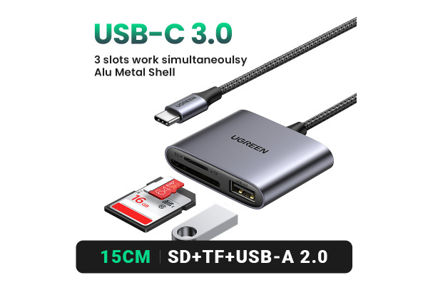 UGREEN Card Reader USB-C 3.0,SD,TF 80798 USB-A 2.0, BB