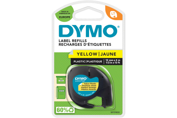 DYMO Schriftband LetraTag gelb S0721620 Plastik 12mmx4m