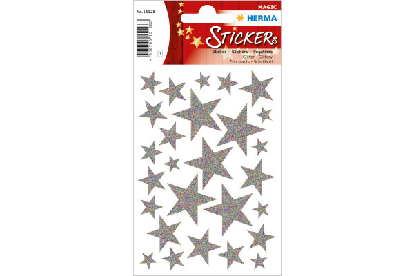 HERMA Sticker Sterne 15128 silber 27 Stück /1 Blatt