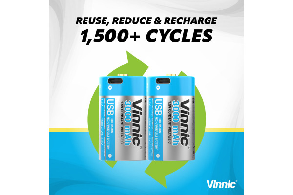 VINNIC USB Rech. Batt. D Type-C VPRB-UCD- 3000mAh,Case,2pcs.