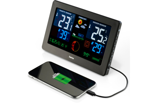 HAMA Wetterstation Premium 186380 schwarz, mit Sensor
