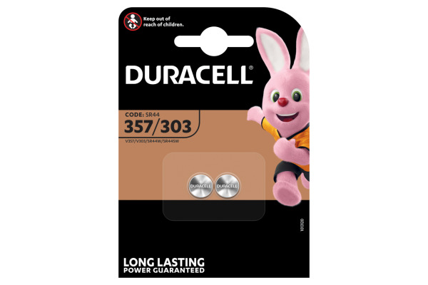 DURACELL Knopfbatterie Specialty 357/303 V357, V303, SR44W,1.5V 2 Stück