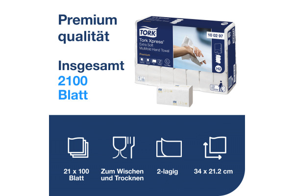 TORK Premium Handtücher H2 100297 Xpress® 2100 Blatt
