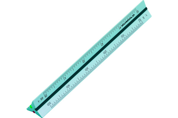 RUMOLD Alu Dreikantmassstab 10cm 195/DIN10 farbige Hohlkehlen