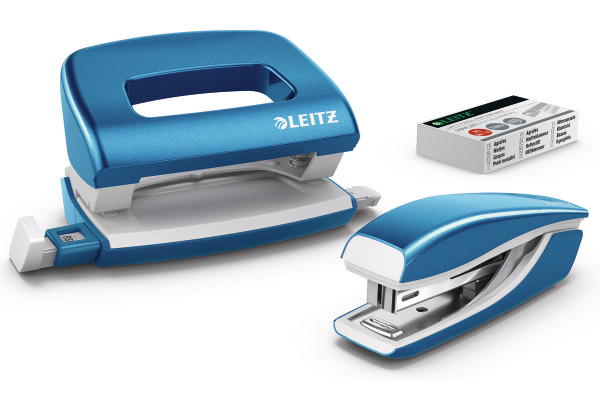 LEITZ Locher/Hefter NeXXt WOW 5561 55612036 blau, Bundle 10 Blatt