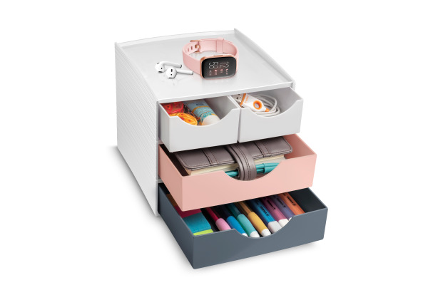 CEP Schubladenbox MyCube Mineral 3-211 weiss/grau/pink 4 Schubl.