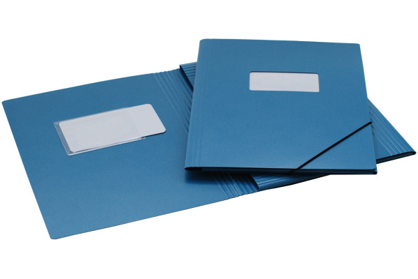 EROLA Gummibandmappe 650my A4 33299F blau Pressspan mit Fenster