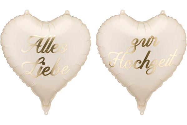 PARTYDECO Folienballons 45cm FB351 Herzen, Hochzeit 2 Stück