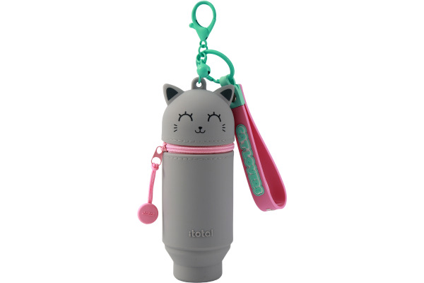 I-TOTAL Schlüsselanhänger Silikonetui XL2486D Katze grau