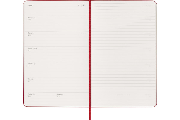 MOLESKINE Wochen-Notizkalender 26/27 DHF218WN3 18M liniert HC rot 13x21cm