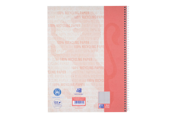 OXFORD Collegeblock Recycling A4 400159358 rot, kariert 5mm 80 Blatt