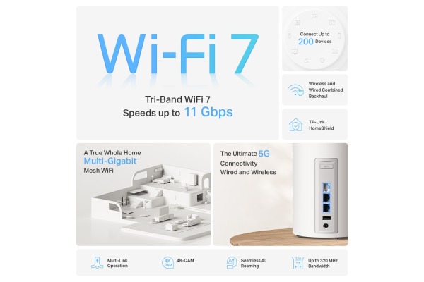 TP-LINK WHMesh Wi-Fi 7 System DECOBE65P BE9300