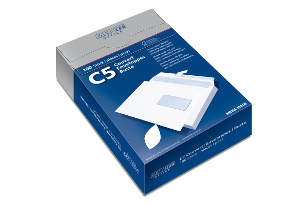 METTLER Couvert Fenster rechts C5 8064-100 100g,hochweiss,Kleber 100 Stk.