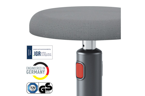 LEITZ Sitz-/ Stehhocker Cosy 6518-0089 grau Sitzhöhe 46-79cm
