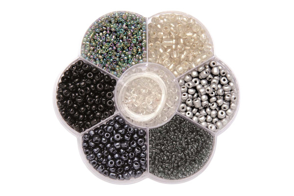 GLOREX Perlen Mix 61631017 schwarz/silber