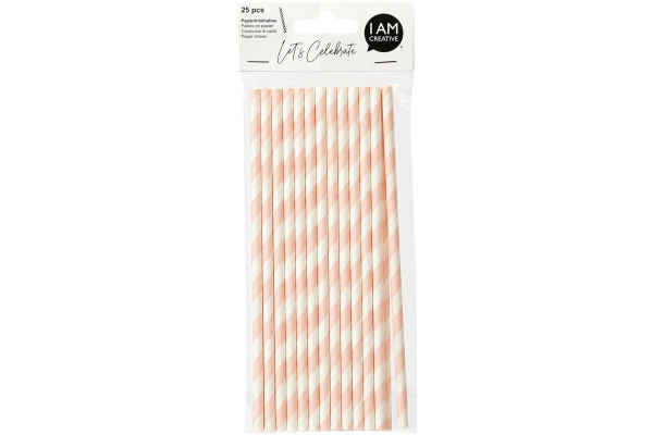 I AM CREA Papiertrinkhalme,rosa,19.7cm 6010.922 25 Stück