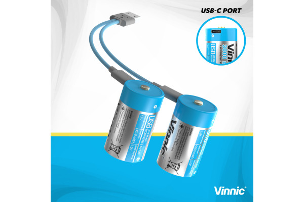 VINNIC USB Rech. Batt. D Type-C VPRB-UCD- 3000mAh,Case,2pcs.