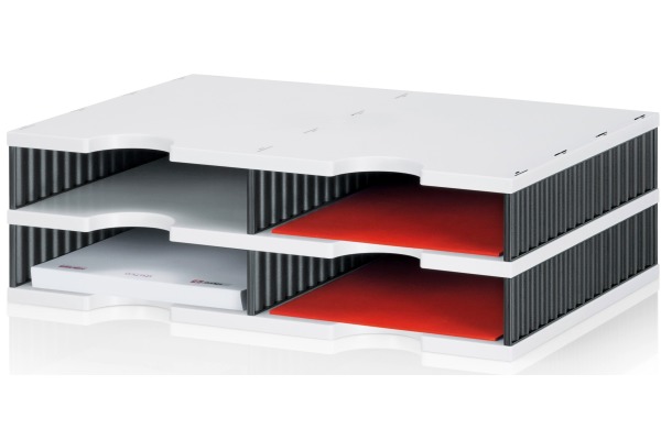 STYRO Ablagesystem styrodoc duo 268-0202 weiss/schwarz 4 Fächer