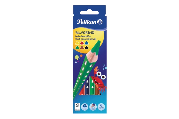 PELIKAN Buntstifte dick Silverino 700610 6 Farben