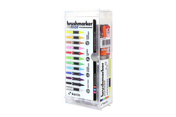 KARIN Brush Marker JUNIOR + blender 27C10 Basic colours 12 Stück